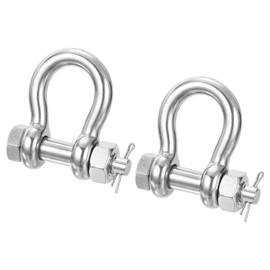 PATIKIL Shackle 3/8" with 1/2" Bolt 2204lbs, 2 Pack 316 Stainless Steel D Ring Shackle for Towing Rigging, Silver