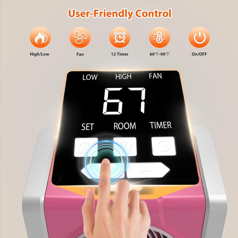 HEATIT Space Heater for Indoor, Digital Display with Thermostat, 1-12H