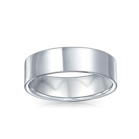 Minimalist Plain Simple .925 Sterling Silver Flat Couples Wedding Band Ring For Women For Men 6MM