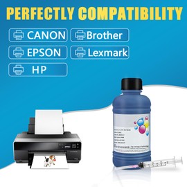 KSUMEI Universal Ink Refill Kit for Canon HP Epn Brother All Inkjet Printer Cartridge Bottle (Black, 250 ml)