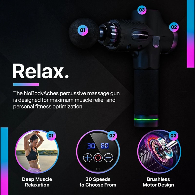 NoBodyAches Muscle Massage Gun Deep Tissue Percussion Muscle Massager Gun
