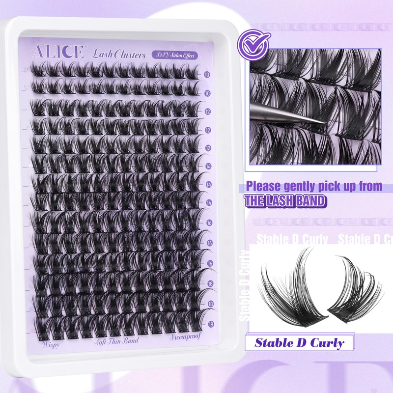 ALICE Lash Clusters Wispy Eyelash Clusters 10-18mm 168pcs Cluster Eyelash