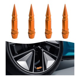Augeny 4PCS 45mm Spiked Valve Stem Caps, Aluminum Corrosion Resistant Tire Valve Stem Caps, Dustproof Valve Stem Covers, Universal Stem Cover for Car, Truck, Bicycle, Motorcycle (Orange)