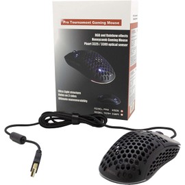 SIMPLETEK Mouse Gaming 10000DPI Sensor Instant A825 LED RGB Rainbow 7 Buttons with Cable Black Wired Honeycomb