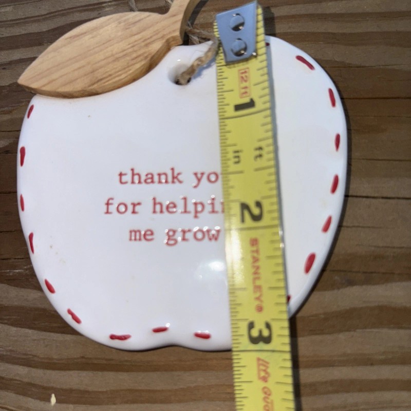 Mud Pie Teacher Apple Ceramic Ornament New In Box