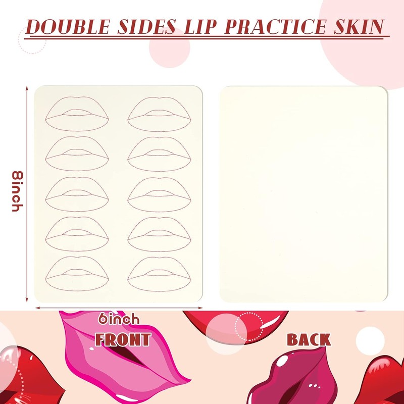 5 hojas de silicona falsas para practicar tatuajes de labios,