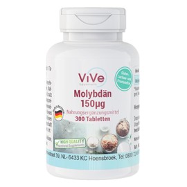 Molybdenum 150 μg – 300 Tablets – Easy to Swallow – Sodium Molybdate – High Dose – Organic Available – Quality from Germany ViVe Supplements