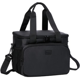 ZEEMO Insulated Lunch Bag for Men Women, Cooler with Adjustable Shoulder Strap, Leakproof Box for Work, Picnic, Medium Size, Black