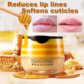 2PCS Honey Lip Balm, Vitamin E Moisturizing Propolis Sleeping Lip Mask, Effective Reduces Lip Lines Prevention Dry and Cracked Lip Scrubs Exfoliator Smoothing Dry Lip Care