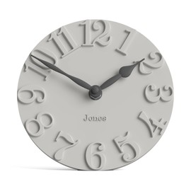 Jones Clocks® Hampstead desk clock | Freestanding | Pale grey | Elegant raised moulded numerals | Ideal for shelf mantel living room home office or bedside