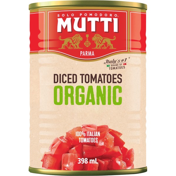 Mutti Tomates orgánicos en dados (Polpa Pezzi), 14 onzas, paquete de 6 | Marca de tomates #1 de Italia | Sabor fresco para cocinar | Tomates enlatados | Apto para veganos y sin gluten | Sin aditivos ni conservantes