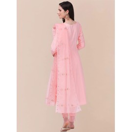 TRENDMALLS Women's Cotton Embroidery Kurta Pant Suit Set (TM.G103-LightPink-M)