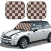 Coffee Brown Checkered Plaid Car Windshield Sun Shade 2-Piece Foldable