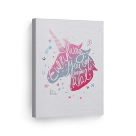 Smile Art Design Everything You Can Imagine Is Real Quote Unicorn Wall Decor CANVAS PRINT Kids Room Decor Wall Art Baby Room Decor Nursery Decor Ready to Hang Made in the USA-36x24