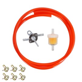 Gas Fuel Line Hose Clamps Oil Filter with Inline Fuel Shut-off Valve Petrol Tap Petrol Switch for 50cc 110cc 125cc 150cc 250cc Baja BA150 ATV Go Kart Scooter Dirt Pit Bike Red