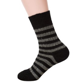 Hirsch Natur, Block Stripe Socks Medium Weight 100% Wool (kbT), black/charcoal