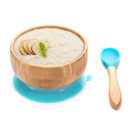 all Kids United® Baby Porridge Bowl Bamboo Bowl Children's Tableware - Porridge Bowl Bamboo Bowl with Suction Cup (Red) (Blue)