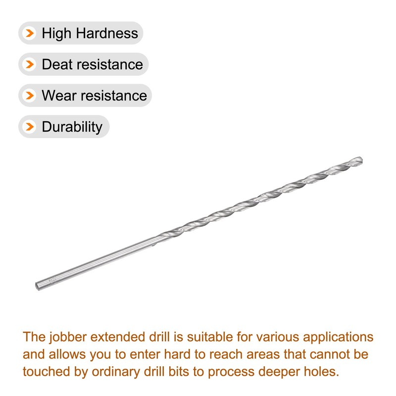 sourcing map Spiral Drill Bit Extra Long High-Speed Steel 7.5