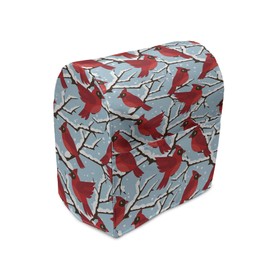 Ambesonne Northwoods Stand Mixer Cover, Cardinal Birds Perching Snow Covered Tree Branches Winter, Kitchen Appliance Organizer Bag Cover with a Pocket, 6-8 Quarts, Vermilion Pale Blue