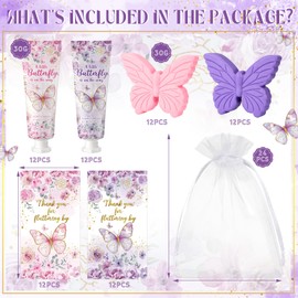 Loopeer 24 Sets Butterfly Baby Shower Favors for Guests Butterfly Soap Gifts Purple Party Favors with Thank You Cards Organza Bag for Gender Reveal Baptism Decorations Wedding Bridal Return Gift