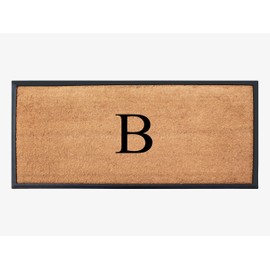 A1HC Natural Coir Monogrammed Doormat for Front Door, 24x48, Anti-Shed Treated Durable Doormat Heavy Duty,Low Profile,Easy to Clean,Long Lasting Front Porch Entry Rug, Plain Coir Black