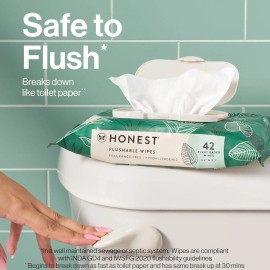 The Honest Company Flushable Wipes for Sensitive Skin | Fragrance Free, 126 Coun
