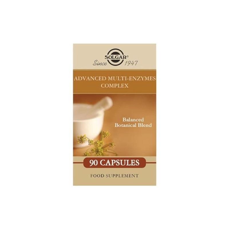 Solgar Advanced Multi-Enzymes Complex - 90 Vegetable Capsules Gold