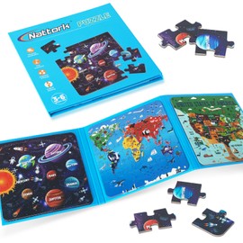 Nattork Map Magnetic Puzzle Book for Toddlers 3-5 Girls Boys, Travel Puzzles Game for Kids Ages 3-6, Learning Magnet with Fun for 3 4 5 6 Years Old Children Boys Girls - Gift Idea for Birthdays