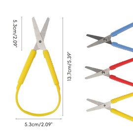 LVYKING 3 Pcs Mini Loop Scissors, Colorful Looped Handle Self-Opening, Adaptive Cutting Scissors Right and Lefty Support for Special Needs