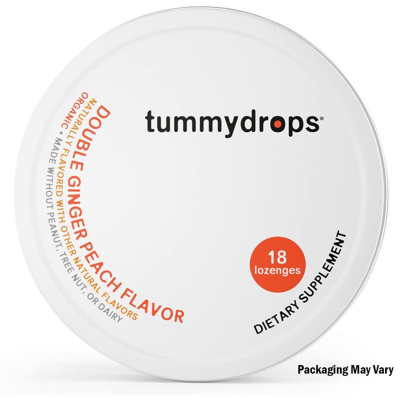 Organic Double Ginger Peach Tummydrops (Pack of 3 Tins-54 Total