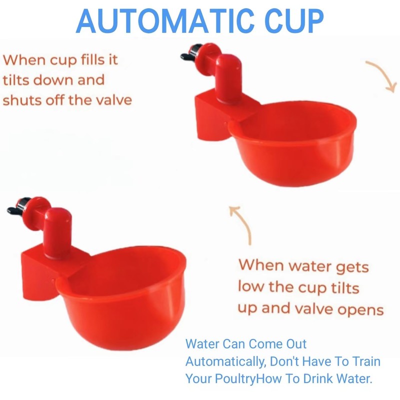 Professional Chicken Waterer Cups, 8pcs Large Chicken Water Feeder, Automatic