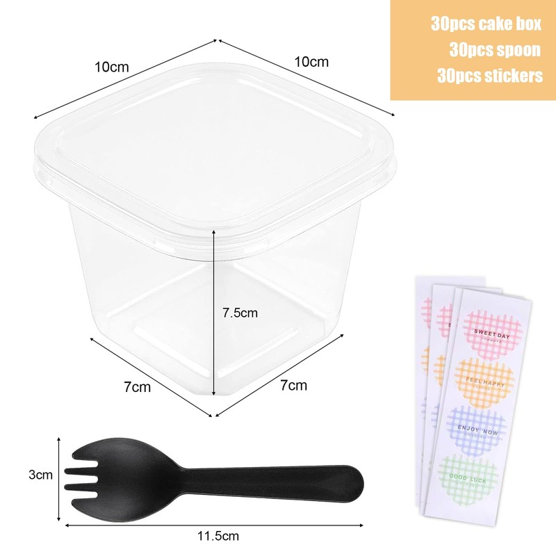 Dessert Cups, 30 PCS Plastic Dessert Cups with Lids and