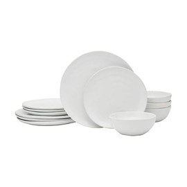 Everyday White Organic 12 piece Dinnerware Set, Service for 4
