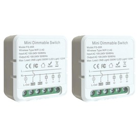 Bkiyougo Smart Dimmer Switch, Dimmer Smart Relay, Compatible with Alexa and Google Home Smart Speakers Smart Life/Tuya App, Mini Smart Light Switch Module as Home Assistant, No Hub Required (2 Pack)