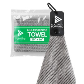 Playing It Forward Magnetic Multi Sport Microfiber Towel for Gym, Working Out, Running, Tennis, Hiking, Pickleball, Garage, Baseball, Strong Magnet Hold, Fast Drying, Men & Women Workout Towel, Gray