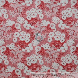 Benartex BonEful Fabric FQ Cotton Quilt Cream Red Pink Flower Rose Shabby Chic Cottage US