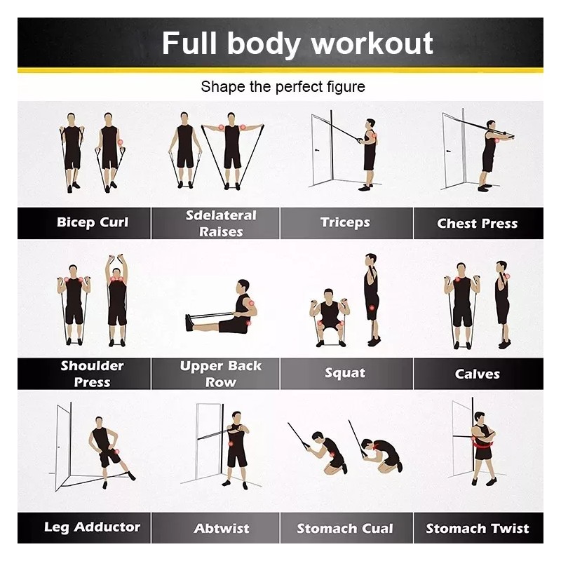 OEM Kit 11 Piezas Bandas De Resistencia Portatil Gym Donde