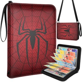 Lotadilo for 4 Pocket Card Binder with 440 Pockets - Trading Card Collection Album Folder for Men Boys Teens Spider Web Design for Sports Cards Game Cards with Zipper Hand Carrying Rope