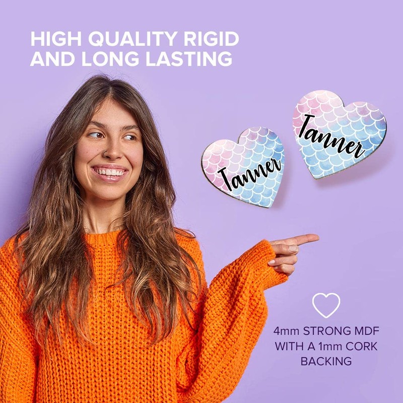 1 x Heart Coaster - Name Tanner Mermaid Scales Fish