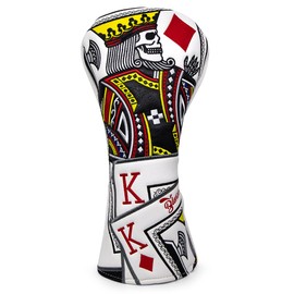 Golf Club Headcovers Poker Diamond King Stylish Embroidered Overflow Wood Cover Driver Fairway Wood Utility Hybrid Headcover with Number Tag Putter Cover Magnetic Closure Blade Putter Cover