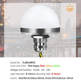 Industrial Warning Lights 24V DC/AC LED 3 Colors 1 Layer, Column Signal Tower Indicator Lamp Beacon, Continuous Light Signal Light