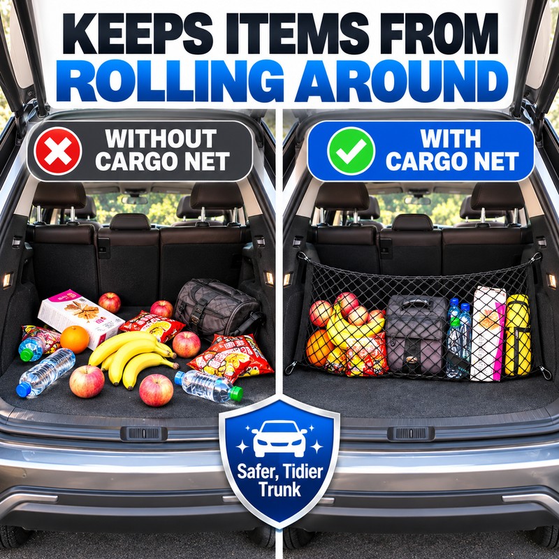 Car Trunk Cargo Net Organizer for Groceries & Luggage –