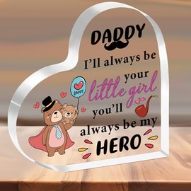 SMARGO Daddy Gifts from Daughter Heart-Shaped Acrylic Plaque Gifts for Daddy Birthday Christmas Father's Day Gift for Daddy