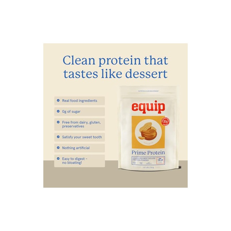 Equip- Alimentos Prime Protein Powder Limpio, Grass Fed Beef Protein