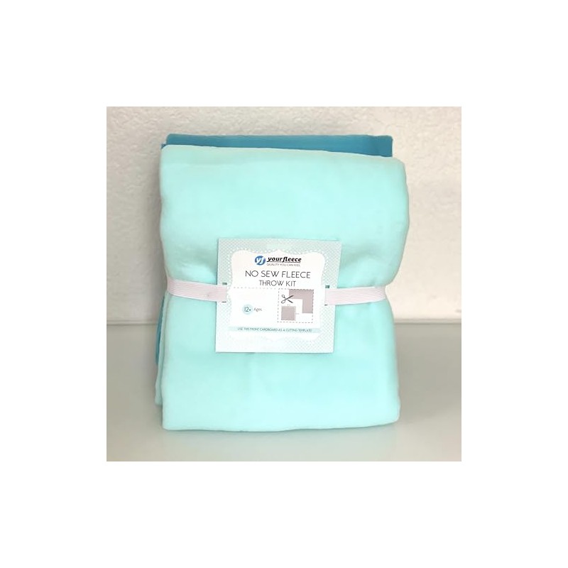Solid Fleece No Sew Throw Kit - Teal/Turquoise (50x60)
