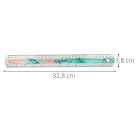 Westcott E-13300 Rose Plastic Ruler in Pouring Art and Marble Look, 30 cm, 12 Inches, Pink