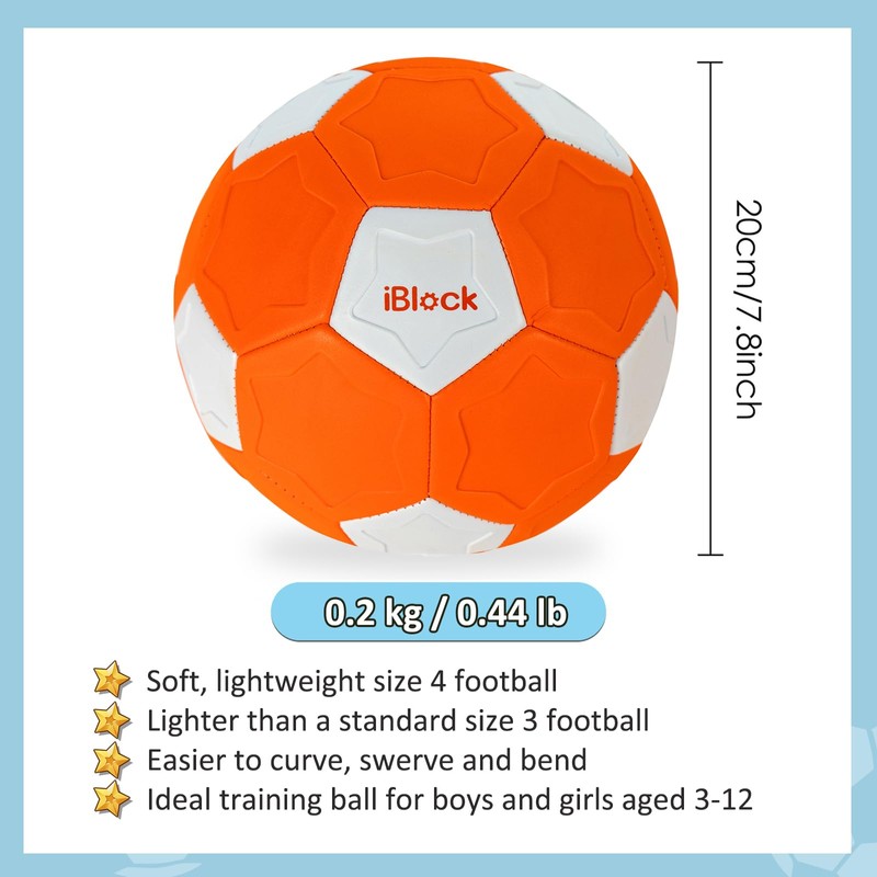 Kids Curve Swerve Football Size 4, Lightweight, Soft, Inflatable with
