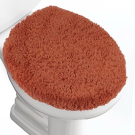 Baahrnom Luxury Soft Microfiber Toilet Lid Cover Machine Washable Solid Toilet Seat Cover 17.5" x 15" Adjustable Rubber Backing Fits Most 16-17.5" L x 14-16" W Round Oblong and Elongated Toilet Seat