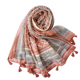 FAIRYGATE Scarves for Women Neckerchief Head Scarf with Tassels Scarf, pink