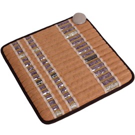 GemsMat - Isabella- Far Infrared Amethyst Jade Obsidian Crystal Stone Tan Mat (18" L x 18" W) - Negative Ion - Adjustable Temperature - Heating Pad